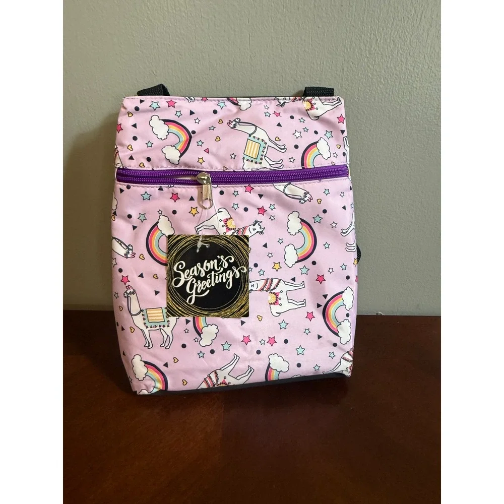 Pink Llama Rainbow Mini Backpack Small Travel‎ Bag Kids Tote